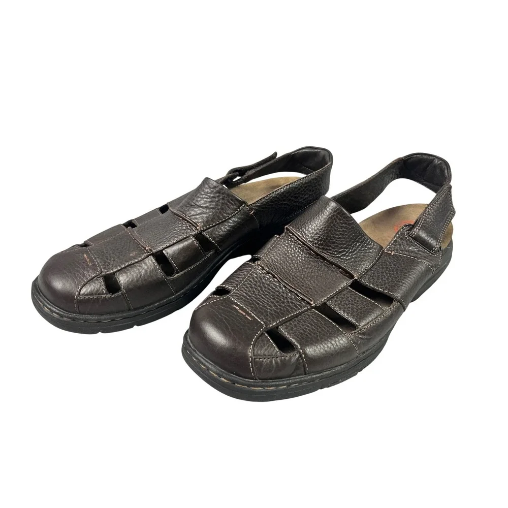 Dunham New Balance Mens 13 4E Brown Leather Fisherman Sandals Boat Wide